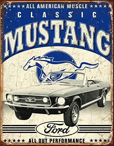 Disperate Enterprises Classic Ford Mustang Tin Sign-Nostalgic Decor de perete din metal Vintage-fabricat în SUA-12,5 L x 16