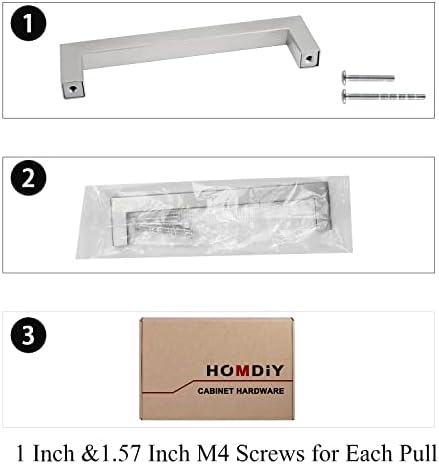 30 de pachete Homdiy 6-1/4 inch Dulap de nichel periat trage mânere pătrate ale dulapului - mânere moderne de dulap de bucătărie