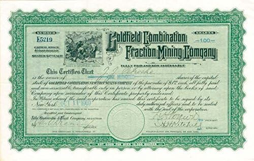 Goldfield Combination Fraction Mining Co. - Certificat De Stoc