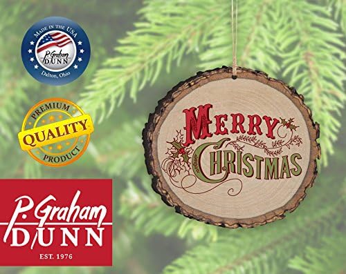 P. Graham Dunn Crăciun fericit Holly Vintage Design Bark Rustic Look Wood Ornament de Crăciun