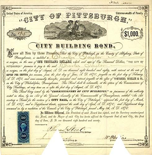 Orașul Pittsburgh, statul Pennsylvania-obligațiune de 1.000 USD