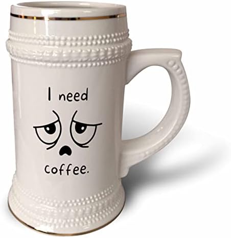3Drose Funny Stresed Face - I Need Coffee - 22oz Stein Mug