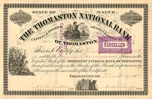 Thomaston National Bank of Thomaston-certificat de acțiuni