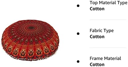 Anokhiart roz maro multi indian mandala rotundă pernă rotundă pernă pernă decorativă pernă de pernă 32 boho pouf cover pom