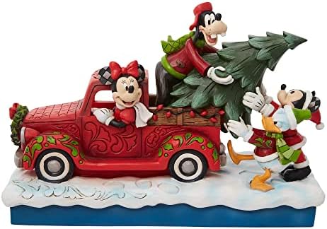 Enesco Jim Shore Disney Tradiții Mickey Mouse and Friends on Red Truck Figurine, 6,5 inch, multicolor