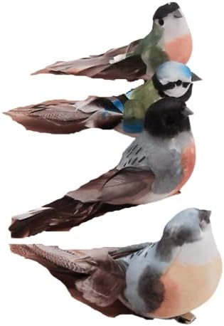 Raz Imports 4203408 Figurină de păsări cu pene clip-on, lungime de 3,75 inci, cutia de 4