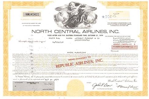 North Central Airlines, Inc. - Certificat De Stoc