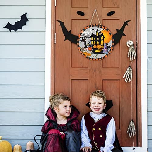 Garland mărgele în vrac Halloween Ornament decorativ din lemn fericit Halloween ușă agățat semn de barbă