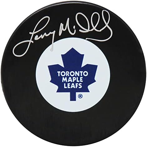 Lanny McDonald a semnat Toronto Maple Leafs logo puc de hochei-pucuri NHL autografate