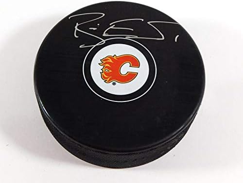Brian Elliott a semnat NHL Souvenir Hockey Puck Flames Fanatics Auto 109-autografe NHL Pucks