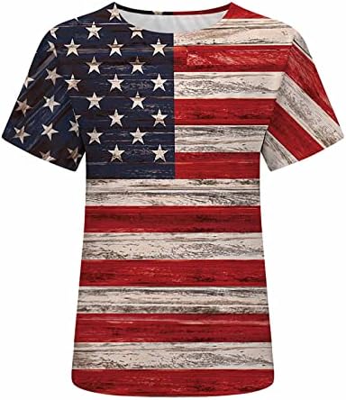 Casual T Shirt Teen Fete maneca scurta barca gât Statele Unite ale Americii Ziua Independenței Stele Grafic dungi bluza tricouri
