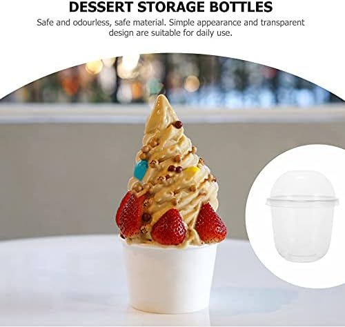 Hemoton 10buc pahare de desert din Plastic transparent cu capace de cupolă 95-360ml cupe de ceai cu lapte Parfait de unică