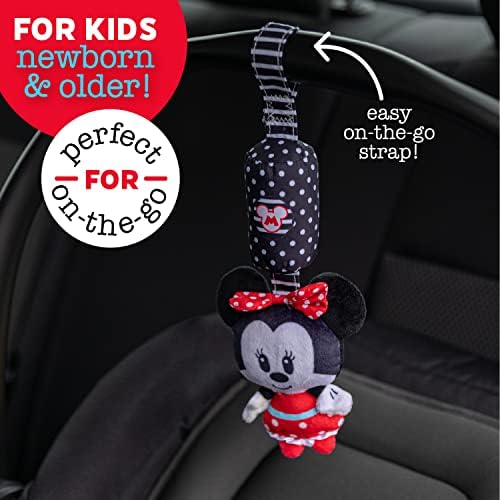 Copiii preferați Disney Baby Minnie Mouse Contrast High Crinkle Plush, băieți și fete de peste 0 ani, cărucior pe jucărie de