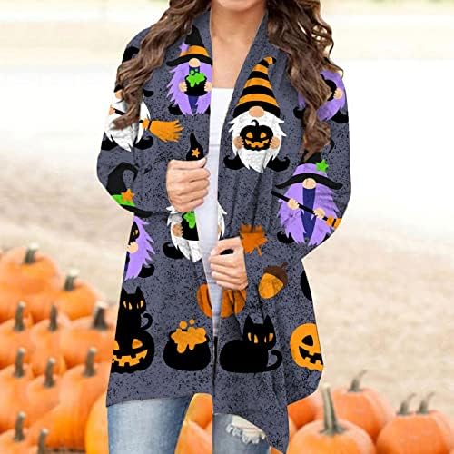 Femei Halloween Cardigan dovleac pisica imprimare maneca lunga deschis fata Plus Dimensiune pulover haina Top juniori pulover