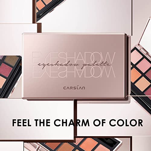 CARSLAN 10 Color Matte Shimmer Eyeshadow Palette, paletă de machiaj pentru umbre de ochi Nud foarte pigmentată cu neutre calde,