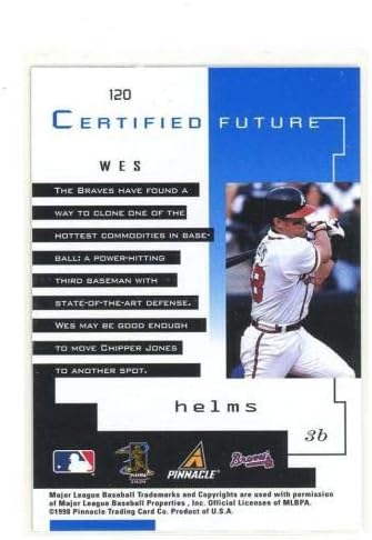 1998 Pinnacle Certified Mirror Blue 120 Wes Helms Helms Test de faliment Problema Rookie - Carduri de baseball nesemnate