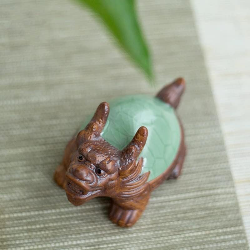 ZSQAW Ru Kiln Dragon Turtle Tead Decorare pentru animale de companie Decorare ceramică pentru animale de fengshui ornamente