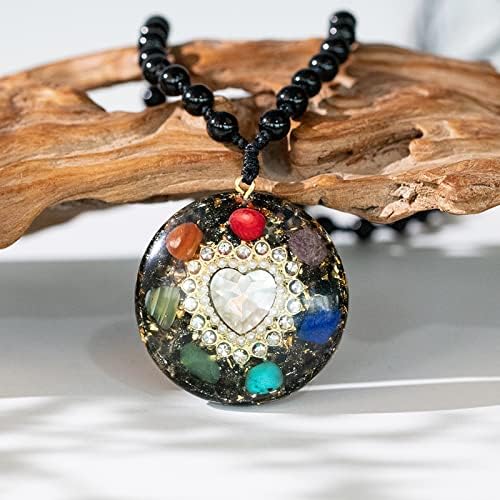 DA Piao Liang Orgone Pandantion Colier de Choker - Heart Chakra Stone - Vindecarea cristalului pandantiv obsidian, amuletă