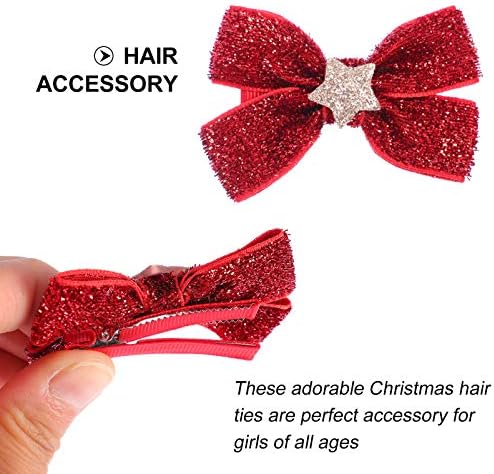 PRETYZOOM 2 perechi Crăciun Bow Hairclip Glitter Bowknot ac de păr Xmas Hair Barrettes ziua de nastere petrecere Accesorii