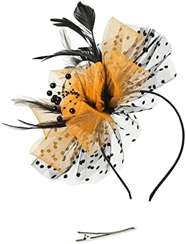 Femei Organza Biserica Pălării 20s 50s Feather Fascinator floare pene Net dans Pălării ceai Party Accesorii
