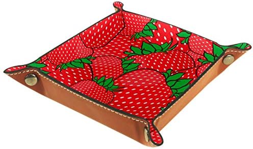 Lyetny Summer Strawberries Model Roșu Organizator Red Tavă de depozitare Cutie Noptieră Caddy Desktop Tavă Schimbare Tasta