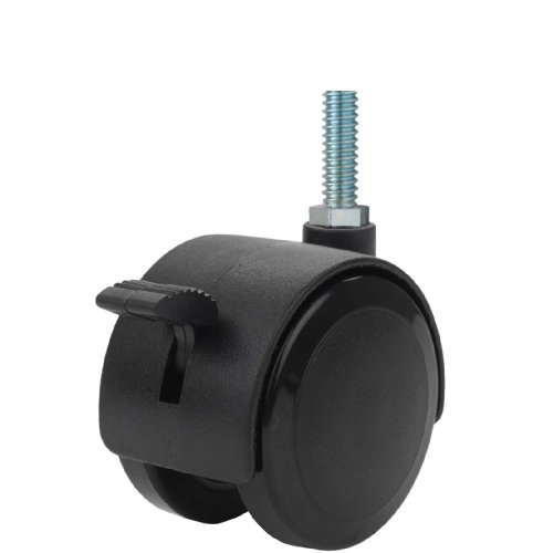 Twin Wheel Caster Solutions TWHN-50u-M23-BK-B 2 Diametru roată din nailon rolă de frână cu glugă, 8 mm diametru x 25 mm Lungime
