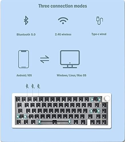 Kit de tastatură BOYI GMK67-65%, Bluetooth 5.0/2.4 G / Type-C Tri-Mode Wireless RGB Tastatură mecanică PCB KIT placă de montare