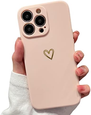 Zukkashan compatibil cu carcasa iPhone 13 Pro Max pentru fete fete, silicon lichid moale Bronzing Love- Model de inimă Slim