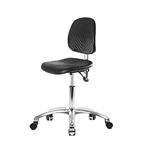 Thomas ECOM CLR-PDHCH-MB-CR-T1-A1-RG scaun înălțime birou din poliuretan pentru cameră curată, spătar mediu, cu bază cromată,