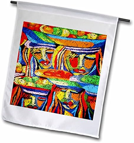 Imaginea 3Drose a picturii abstracte africane a doamnelor colorate cu coș de cap - steaguri